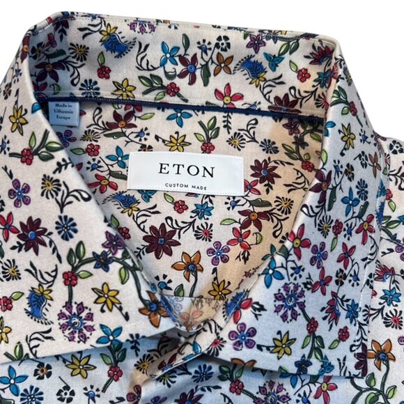 Eton Men's Dress Shirt - Beige Valley of Flowers design - Picture 2 of 3